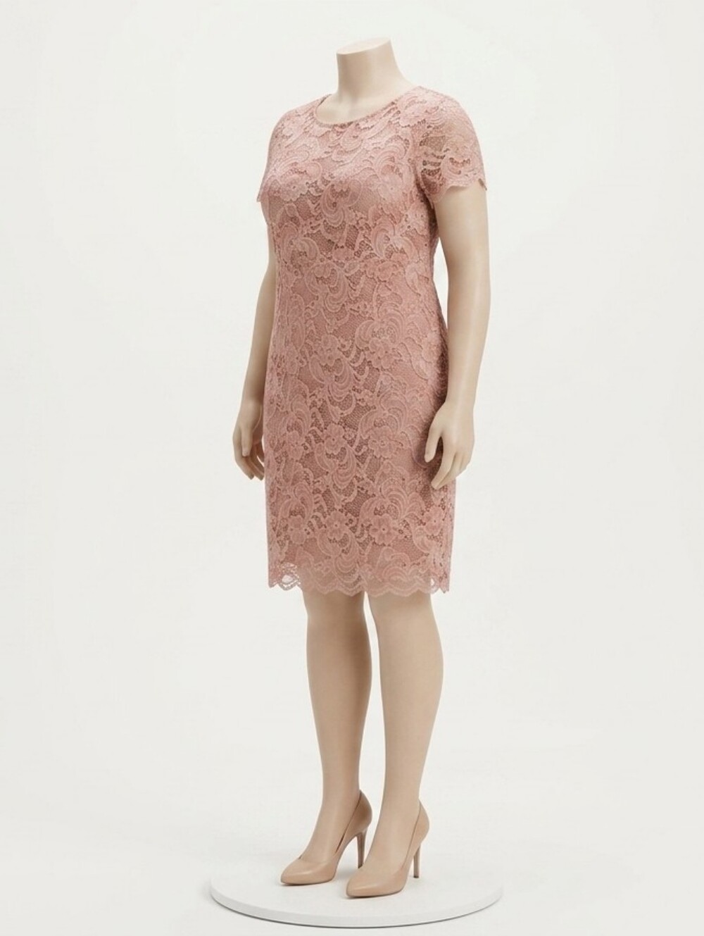 Ambiance Rose Lace Short-Sleeve Midi Dress